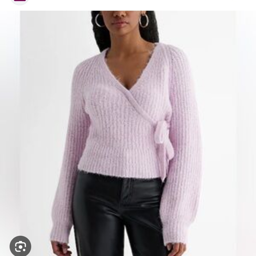 Women's Pink Wrap Sweater